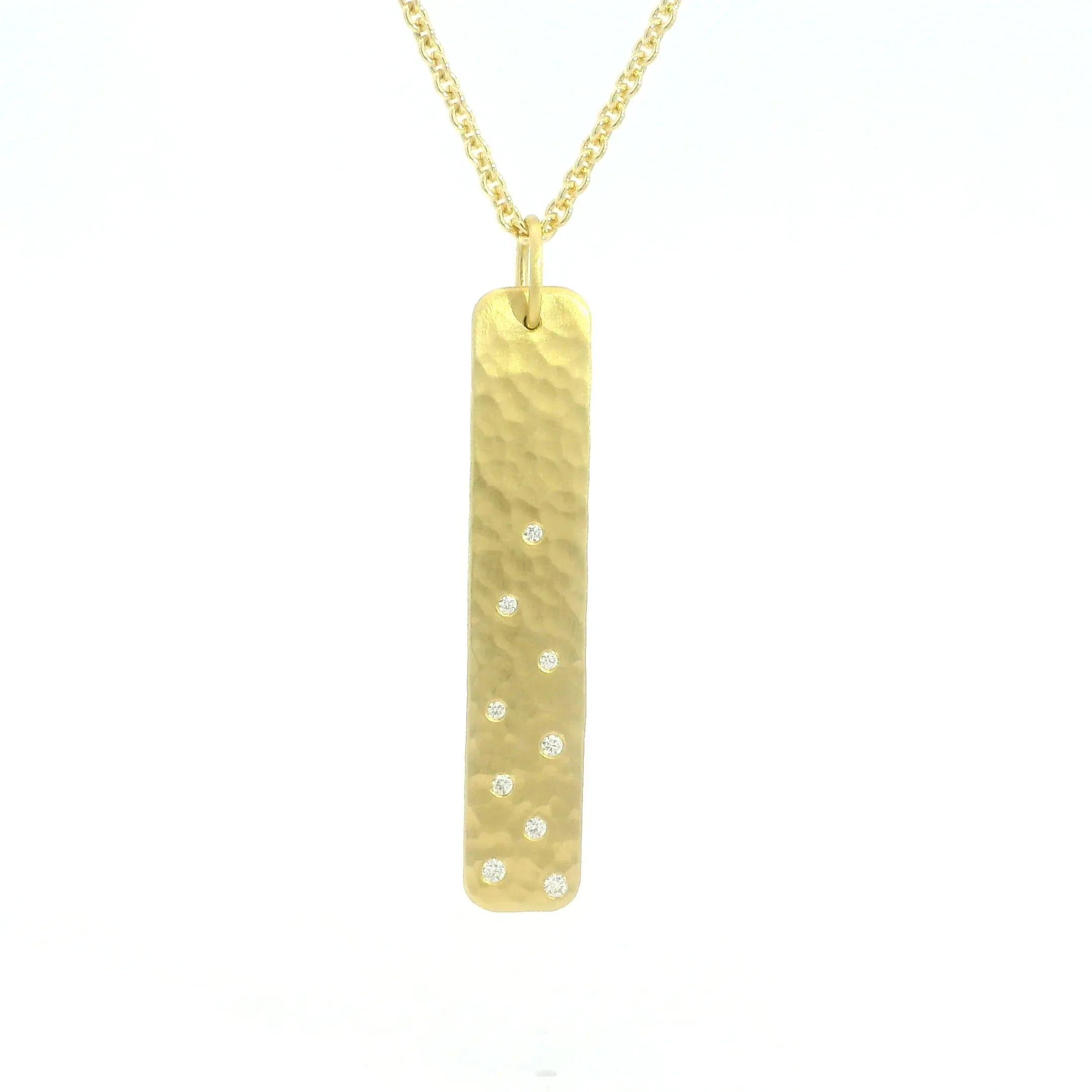 Yellow Gold and Diamond Elongated Tag