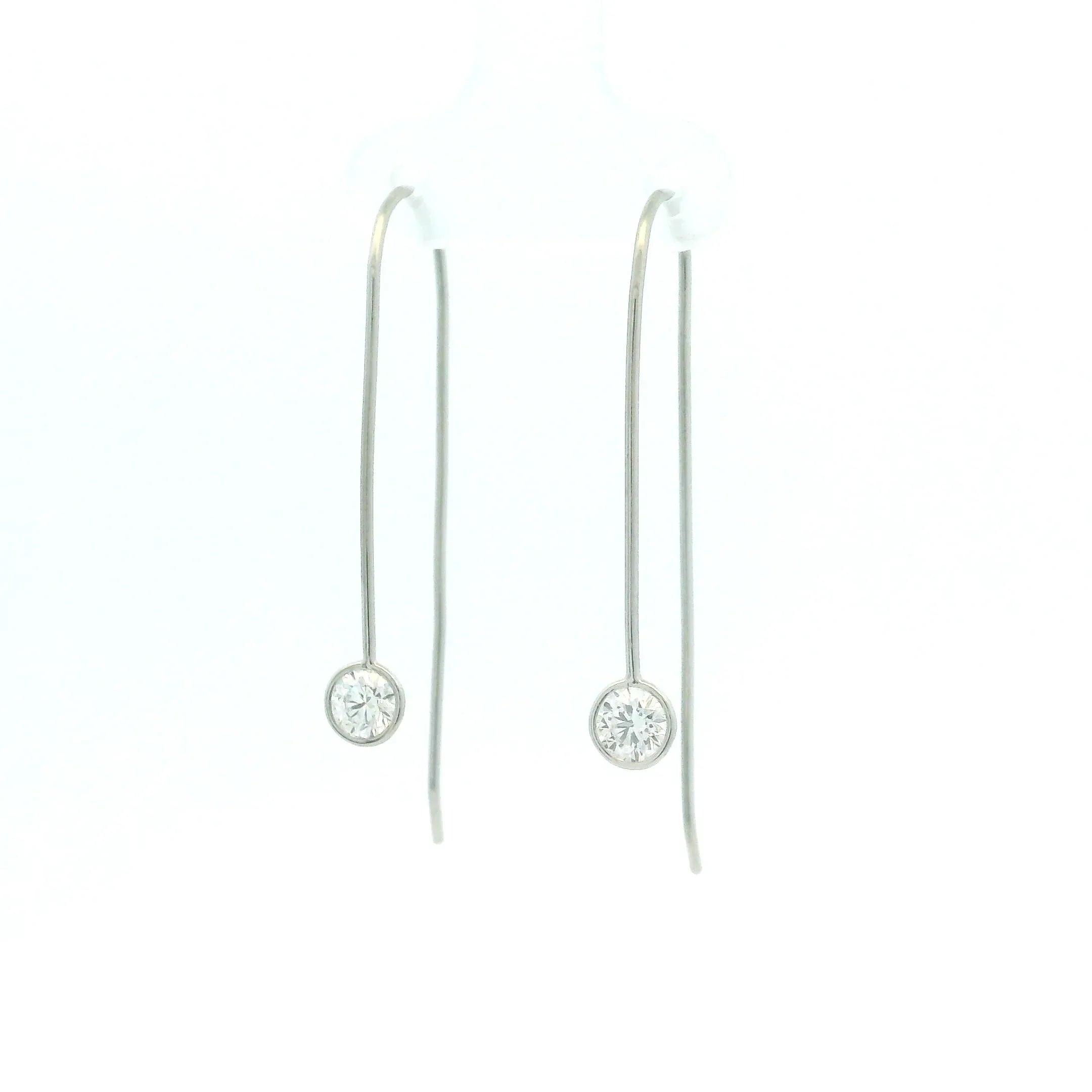 Platinum and Diamond Long Drop Earrings