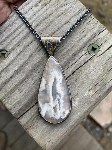 White Plume Agate Pendant