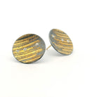 Diamond Yellow Gold, Oxidized Silver and Diamond Discs