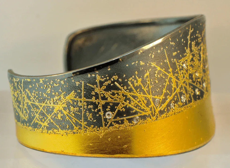 Zobel 24ky Oxidized sterling silver cuff