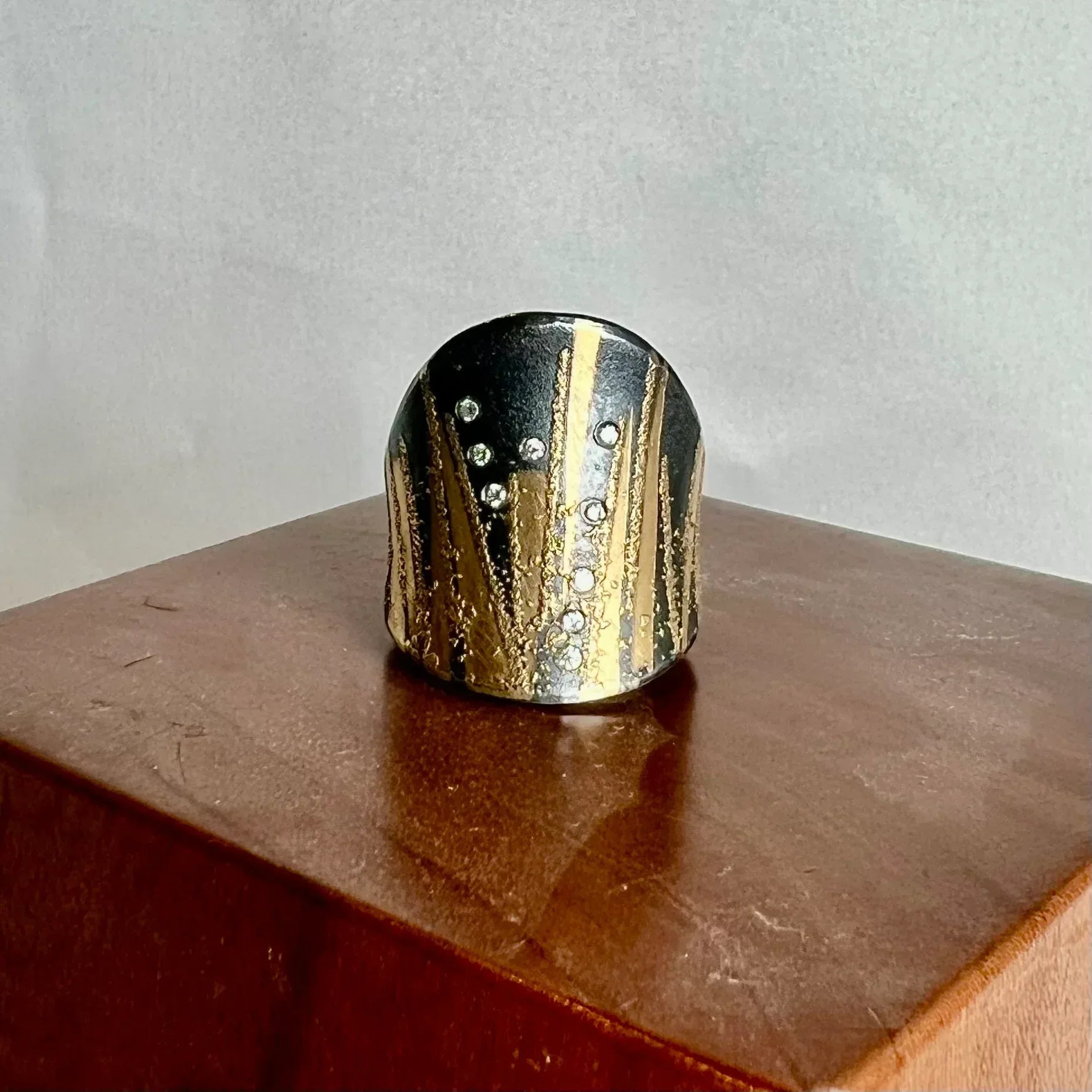 Sterling Silver and Yellow Gold and Diamond Ring