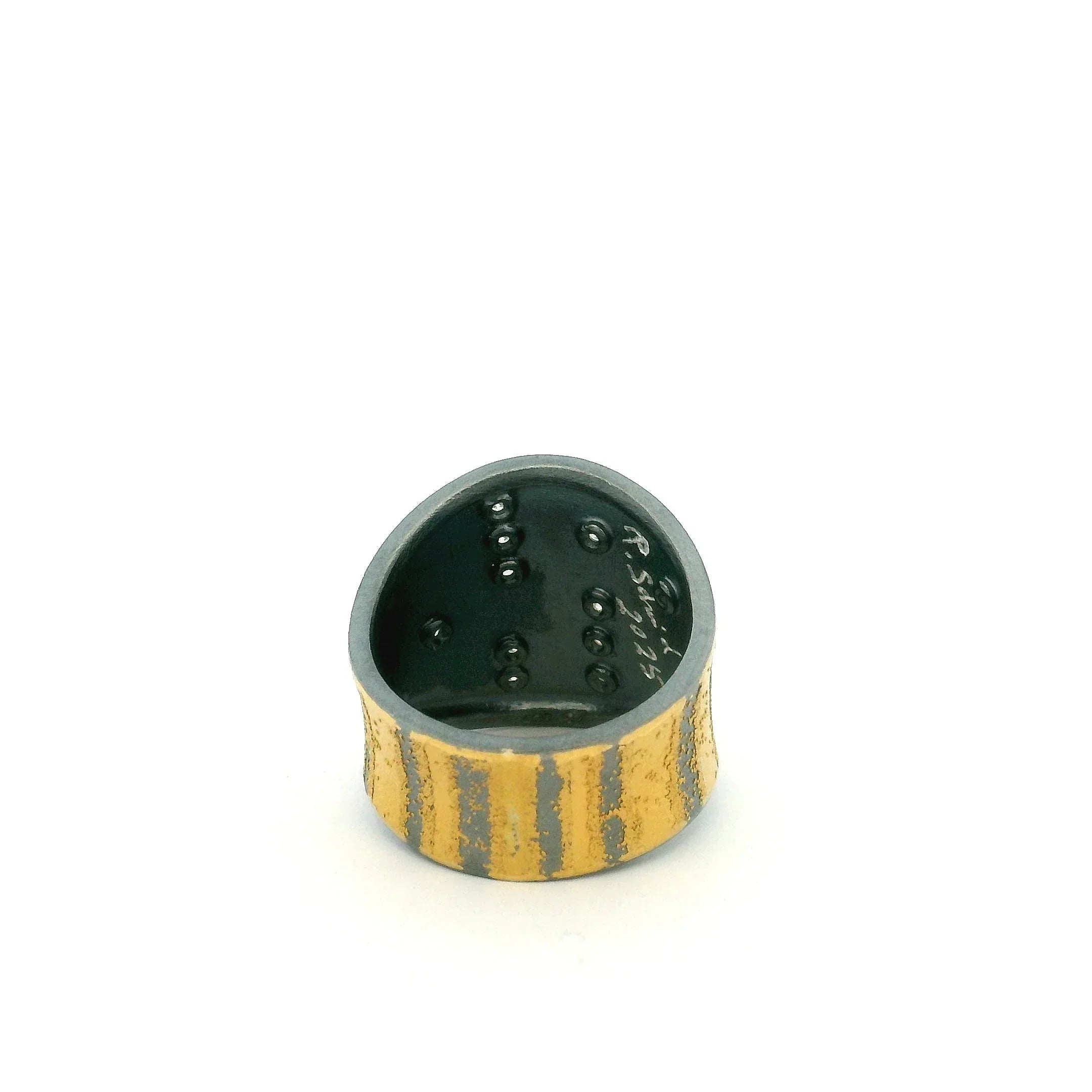 Yellow Gold and Oxidized Silver and Diamond Ring