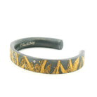 Yellow Gold and Oxidized Silver and Diamond Cuff Bracelet