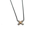 Oxidized Silver "X" Pendant with Gold and Diamonds