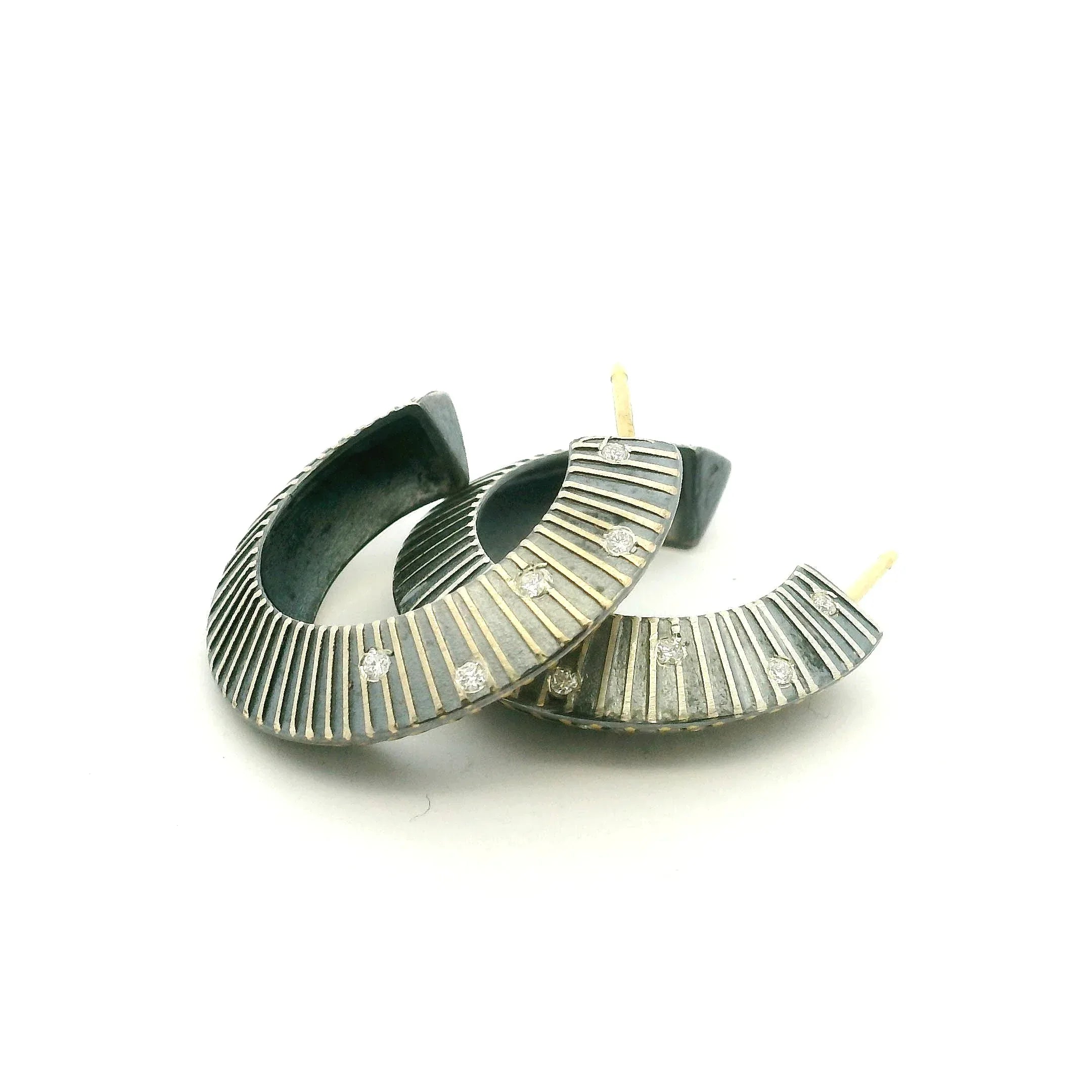 Knife Edge Diamond Hoop Earrings