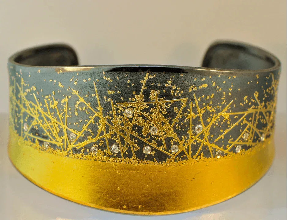 Zobel 24ky Oxidized sterling silver cuff