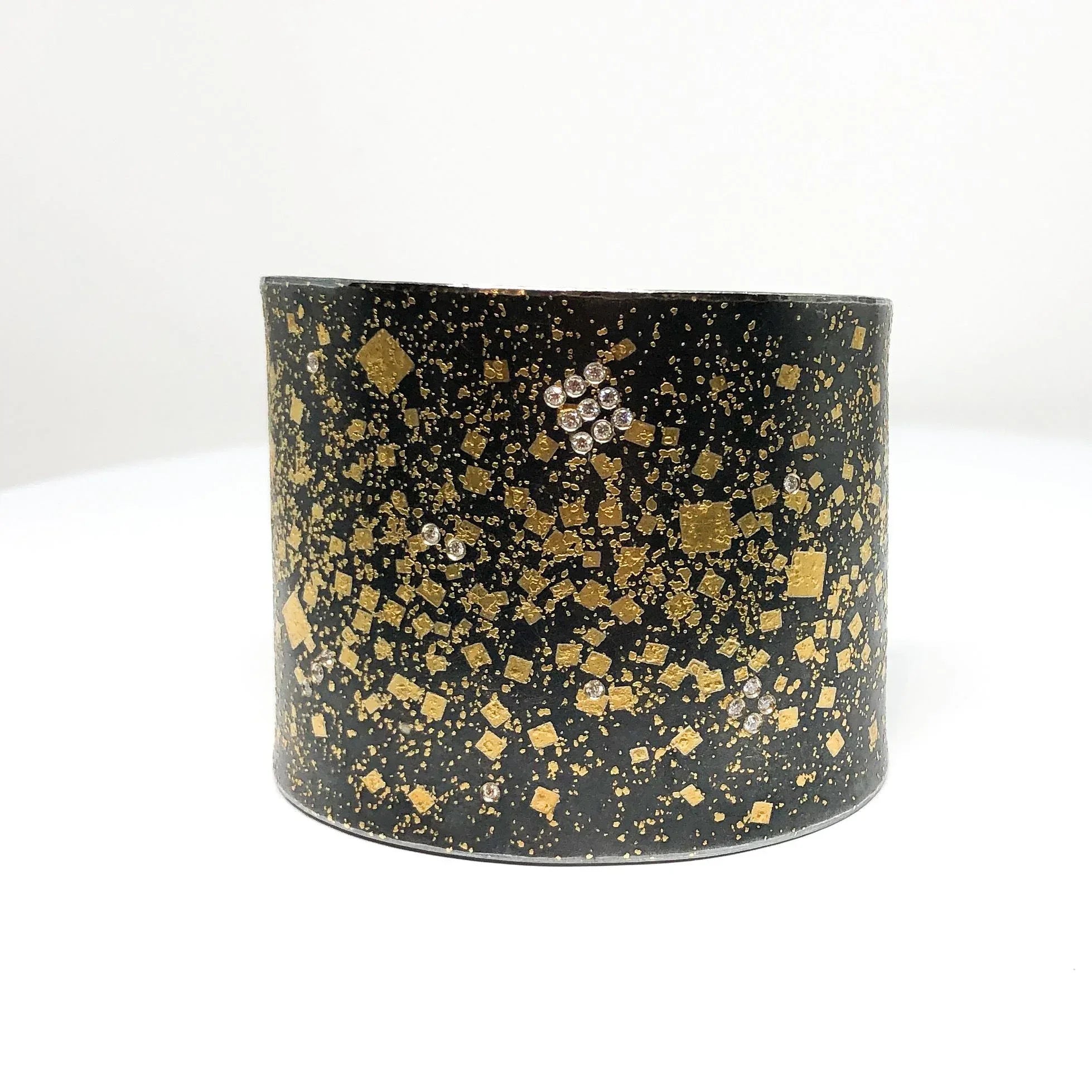 Sterling Silver Yellow Gold and Diamond Cuff