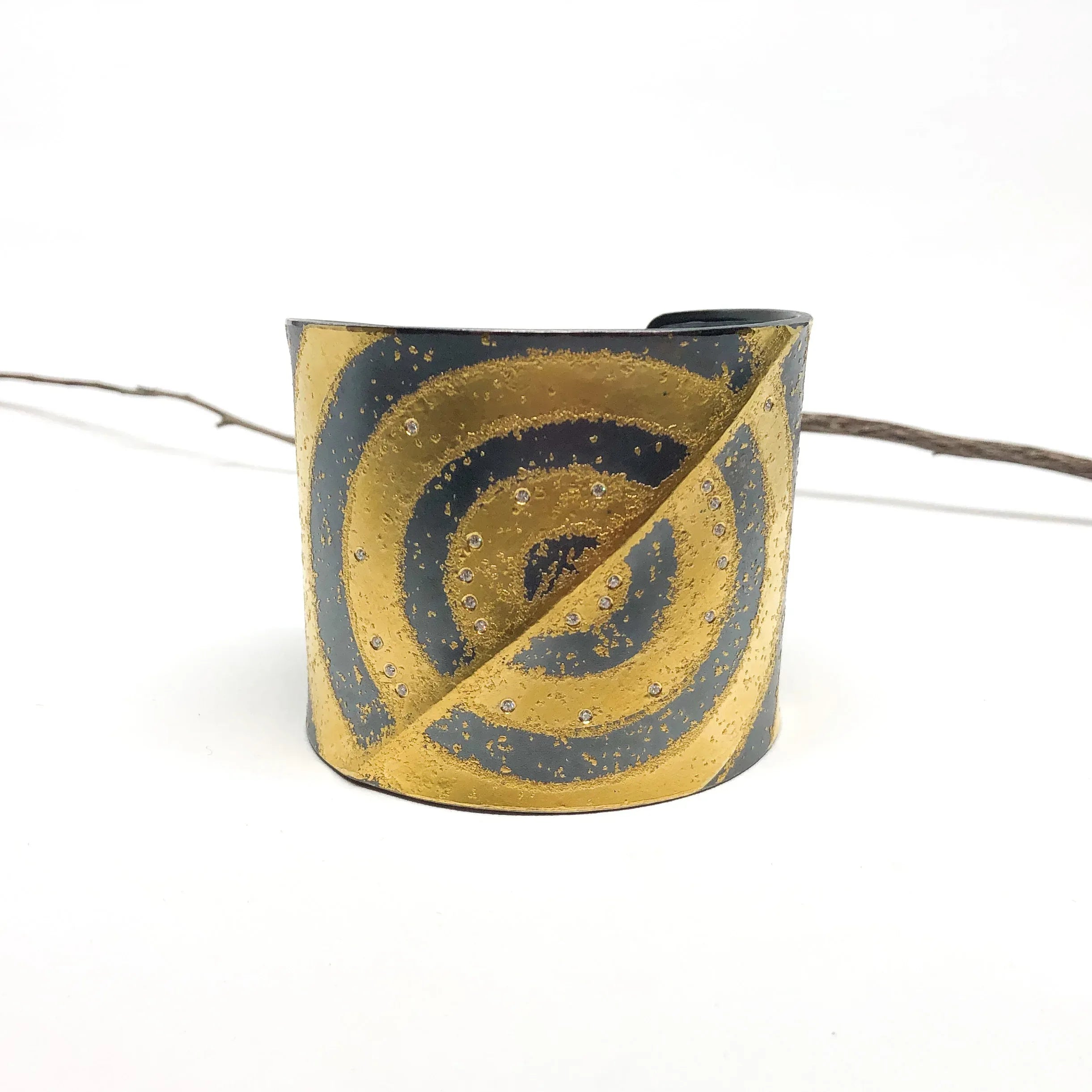 Bullseye Gold, Silver and Diamond Cuff