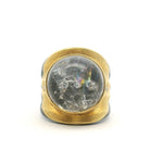 Yellow Gold Oxidized Silver Jelly Quartz Ring