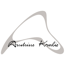 Signature-style text 'Andrius Krulis' in a stylized font on a white background