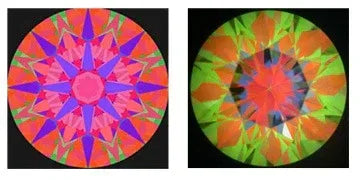 Two colorful circular patterns side by side on a black background