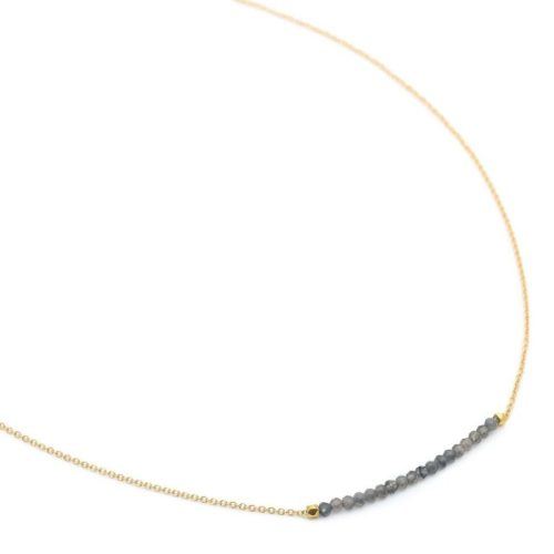 Gemstone Station Necklace - Slate Moonstone