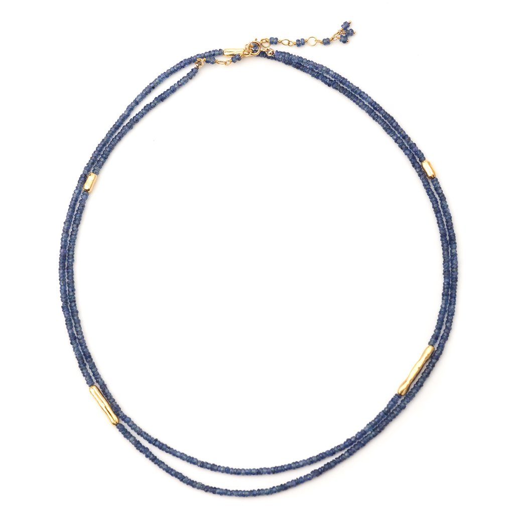 Five Gold Accent Gemstone Wrap - Blue Sapphire