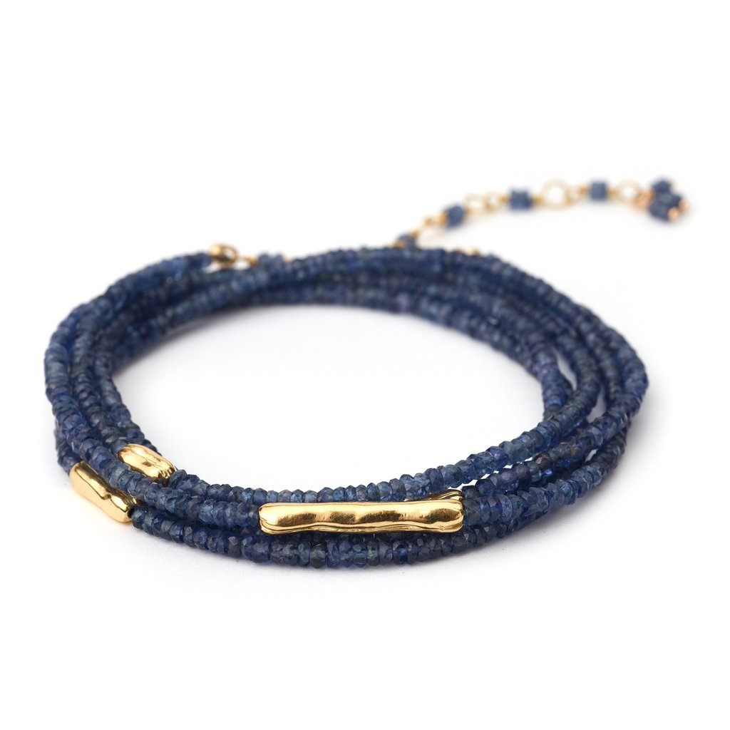 Five Gold Accent Gemstone Wrap - Blue Sapphire