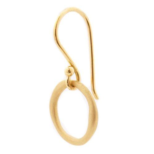 Gold Hook Circle Earrings - 18K Yellow Gold