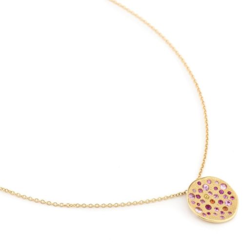 Gold Cable Chain with 'Sunburst' Pendant - 18K Yellow Gold