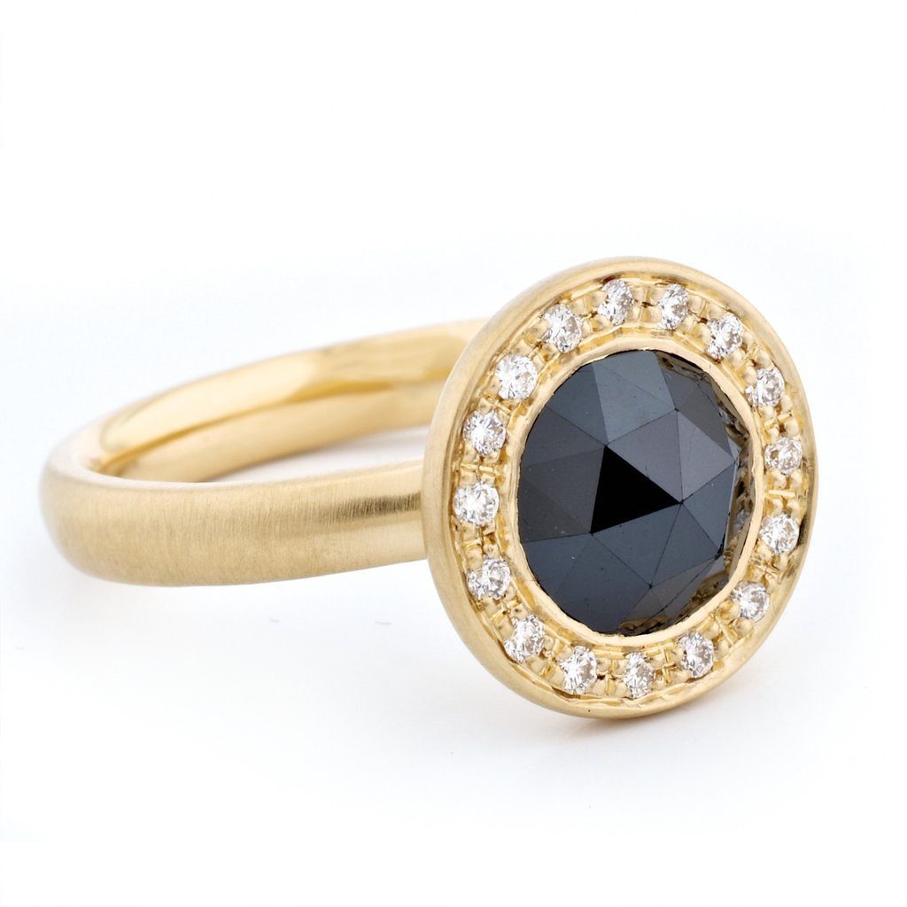 Rosecut Black Diamond Ring - 18K Yellow Gold