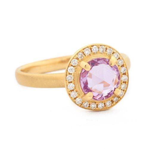 Pink Rosecut Sapphire Ring - 18K Yellow Gold