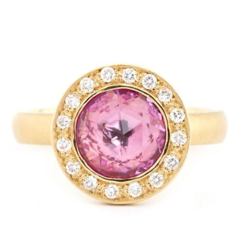 Rosecut Pink Sapphire Ring - 18K Yellow Gold