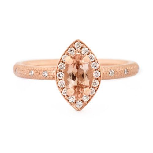 Peach Marquise Tourmaline Rose Gold Ring - 18K Yellow Gold