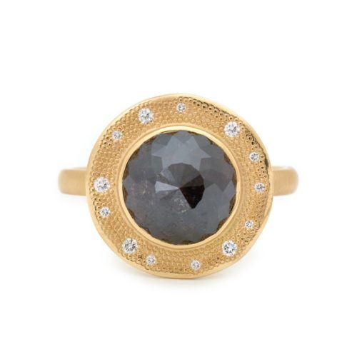 One of a Kind Gypsy Rosecut Black Diamond Ring