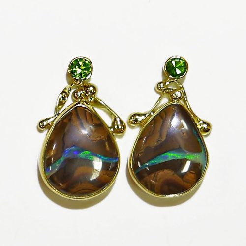 Opal & Tsavorite Garnet Earrings