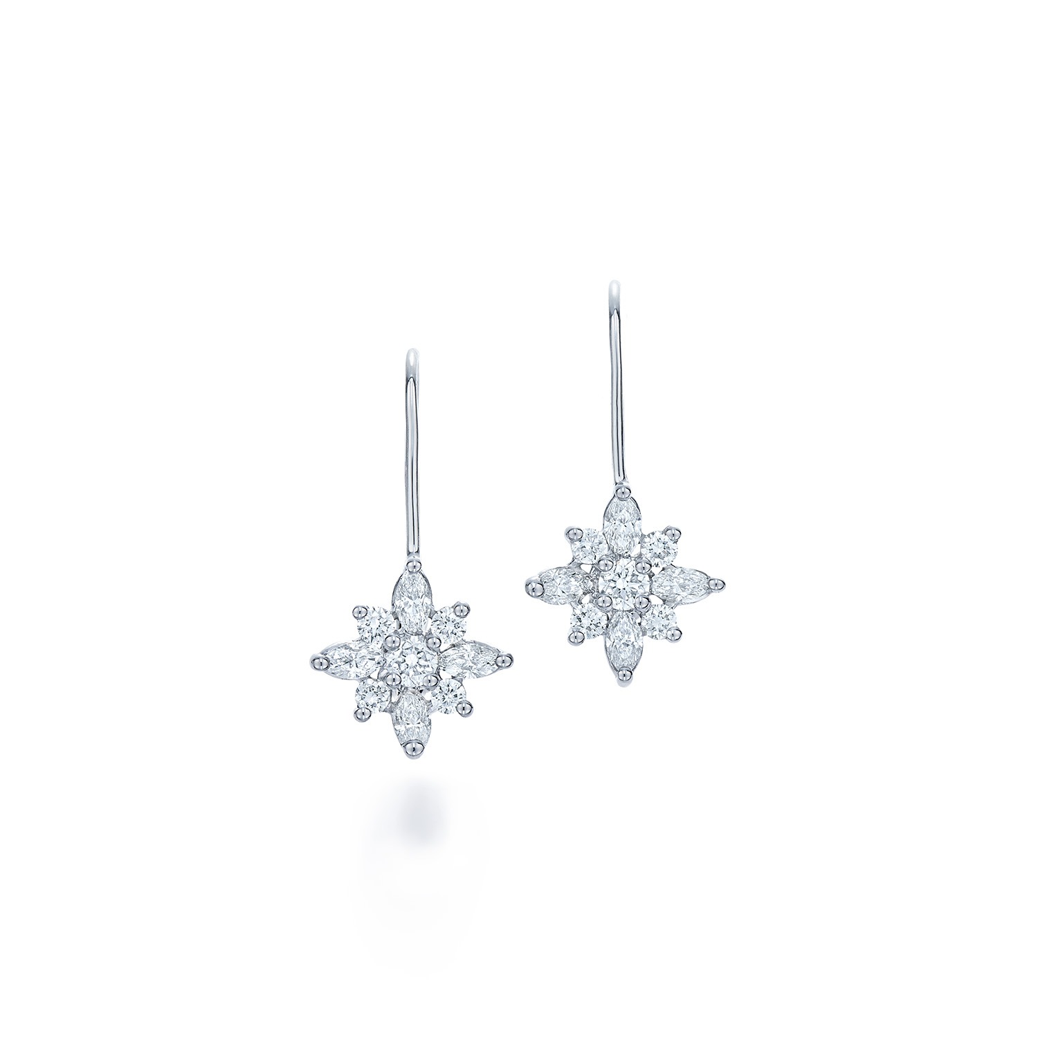 Beautiful Flower Star Blossom Diamond Long Earrings Single Drop