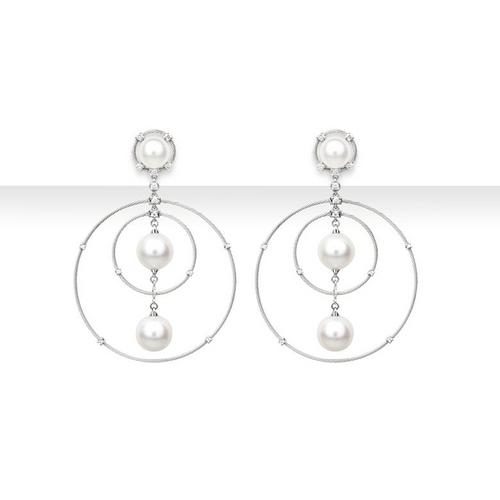 Triple Diamonds on a Wire Bullseye earring with pearls