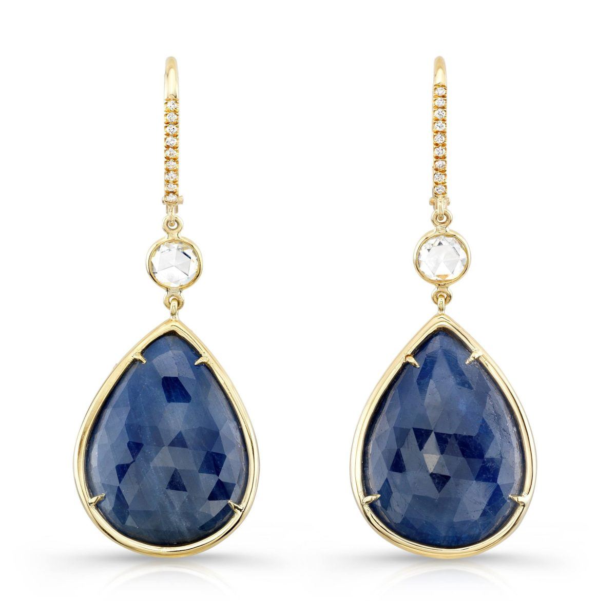 Pear Shape Sapphire Slice Earrings