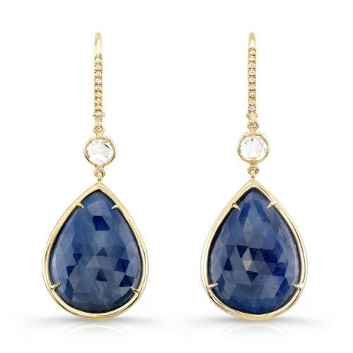 Pear Shape Sapphire Slice Earrings