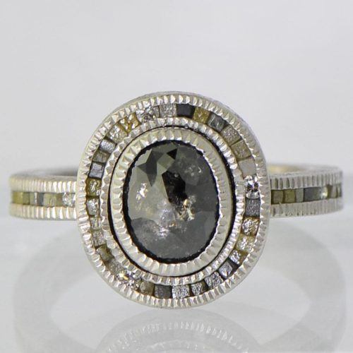Todd Reed natural color fancy cut diamond halo ring