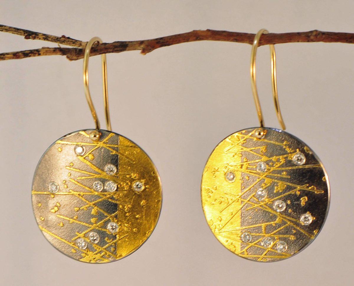 Zobel 24ky Oxidized sterling silver disc earrings