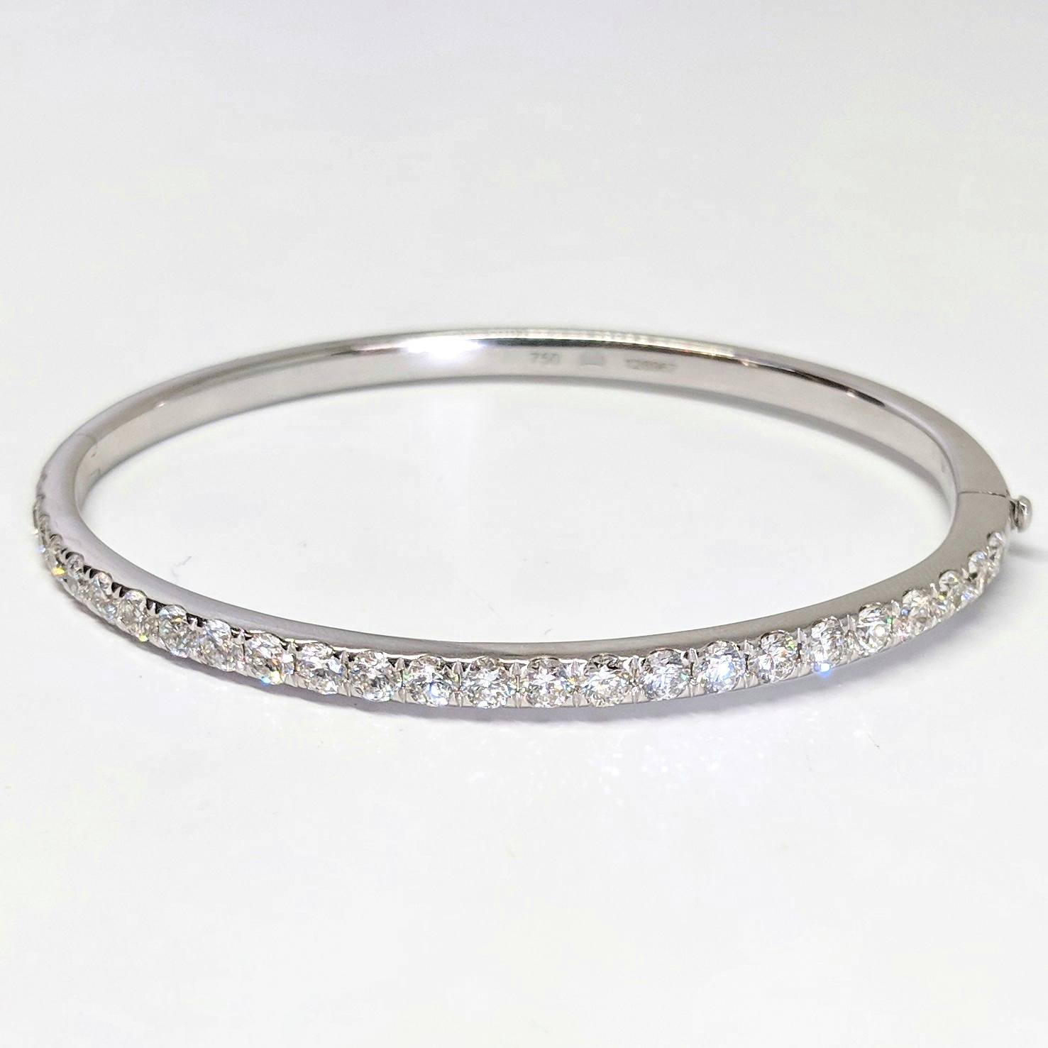Hinged White Gold and Diamond Bangle Bracelet | Von Bargen's Jewelry