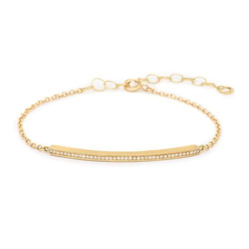Chain Bracelet With Pave Set Diamond Bar