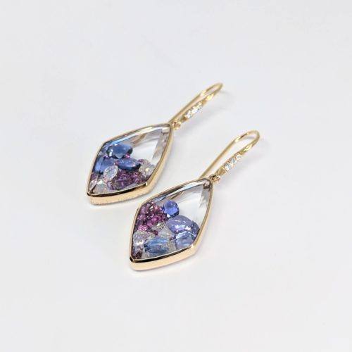 Purple Diamond, Sapphire Shaker Earrings