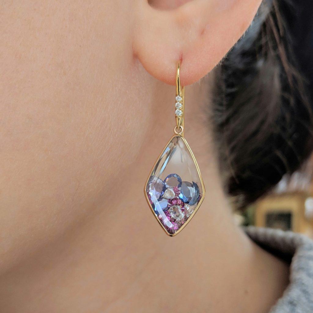 Purple Diamond, Sapphire Shaker Earrings | Von Bargen's Jewelry