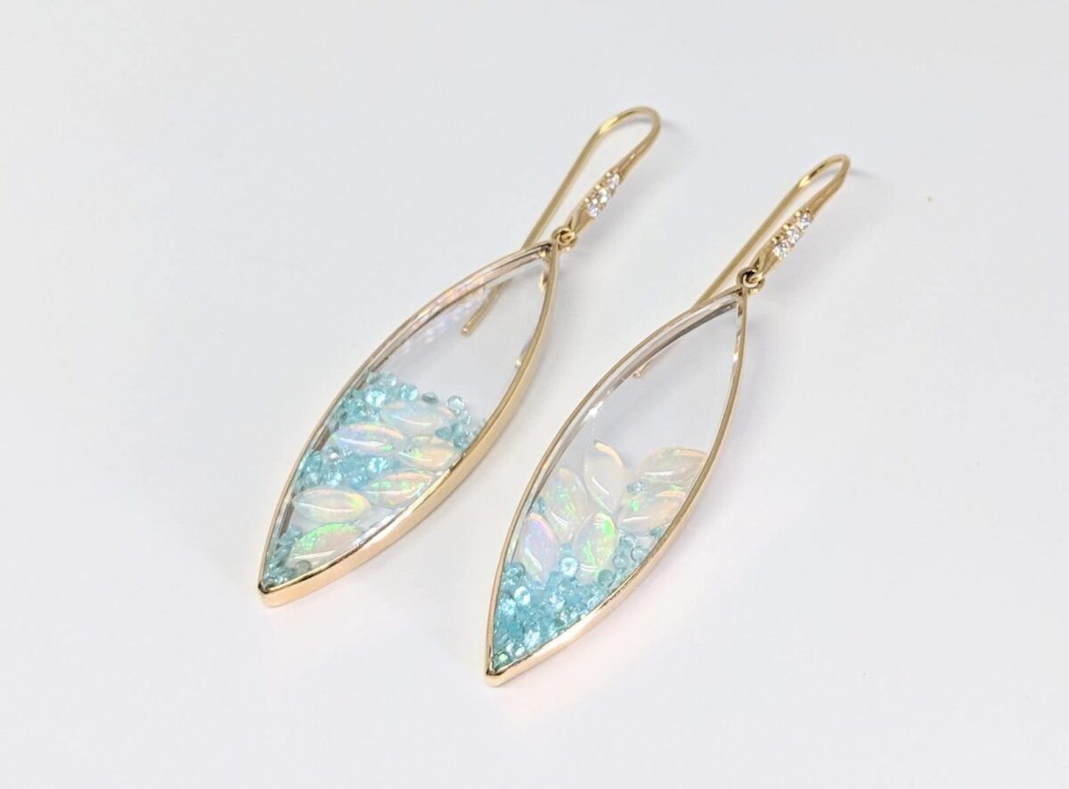 Paraiba Tourmaline and Opal Shaker Earrings