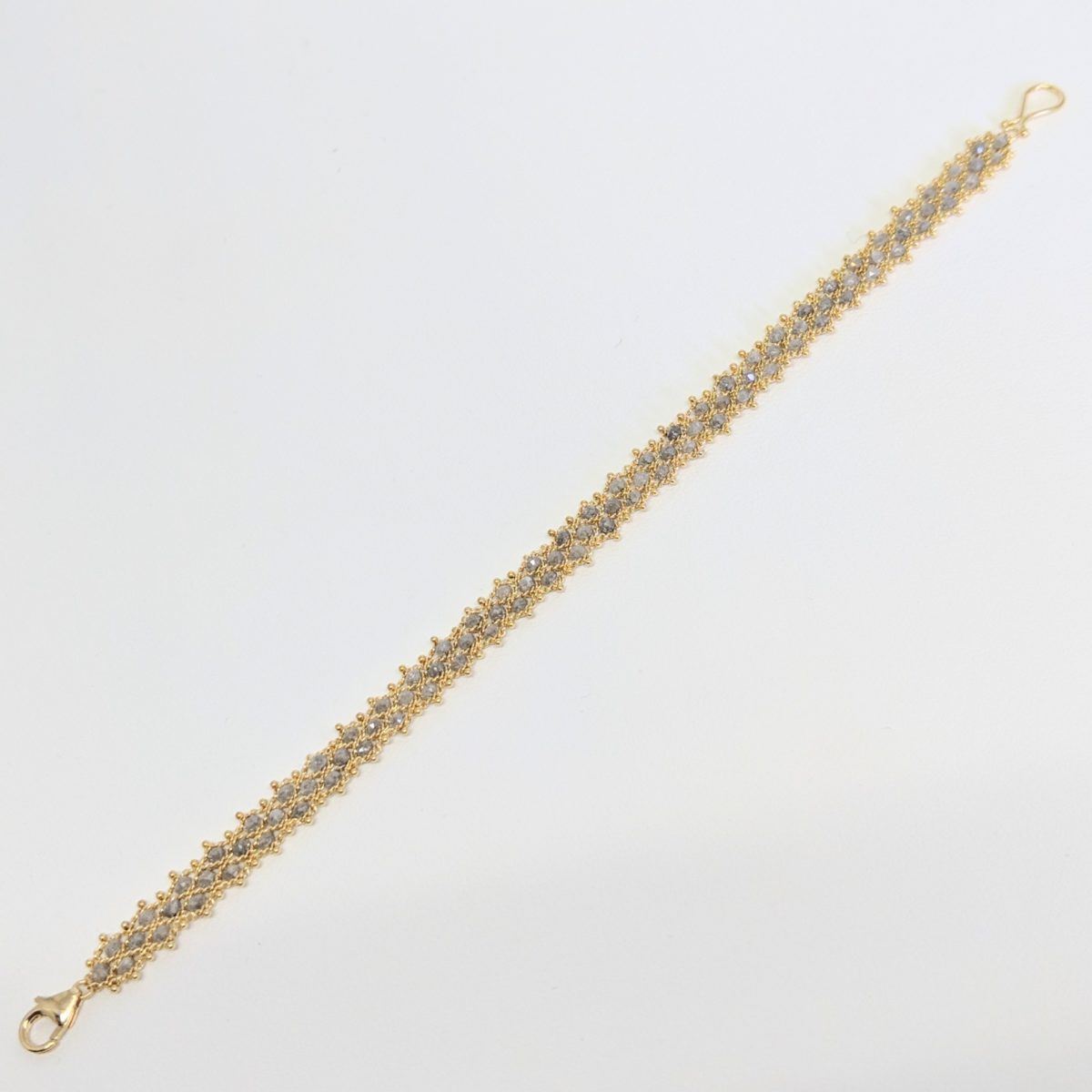 Silver Diamond Woven Textile Bracelet