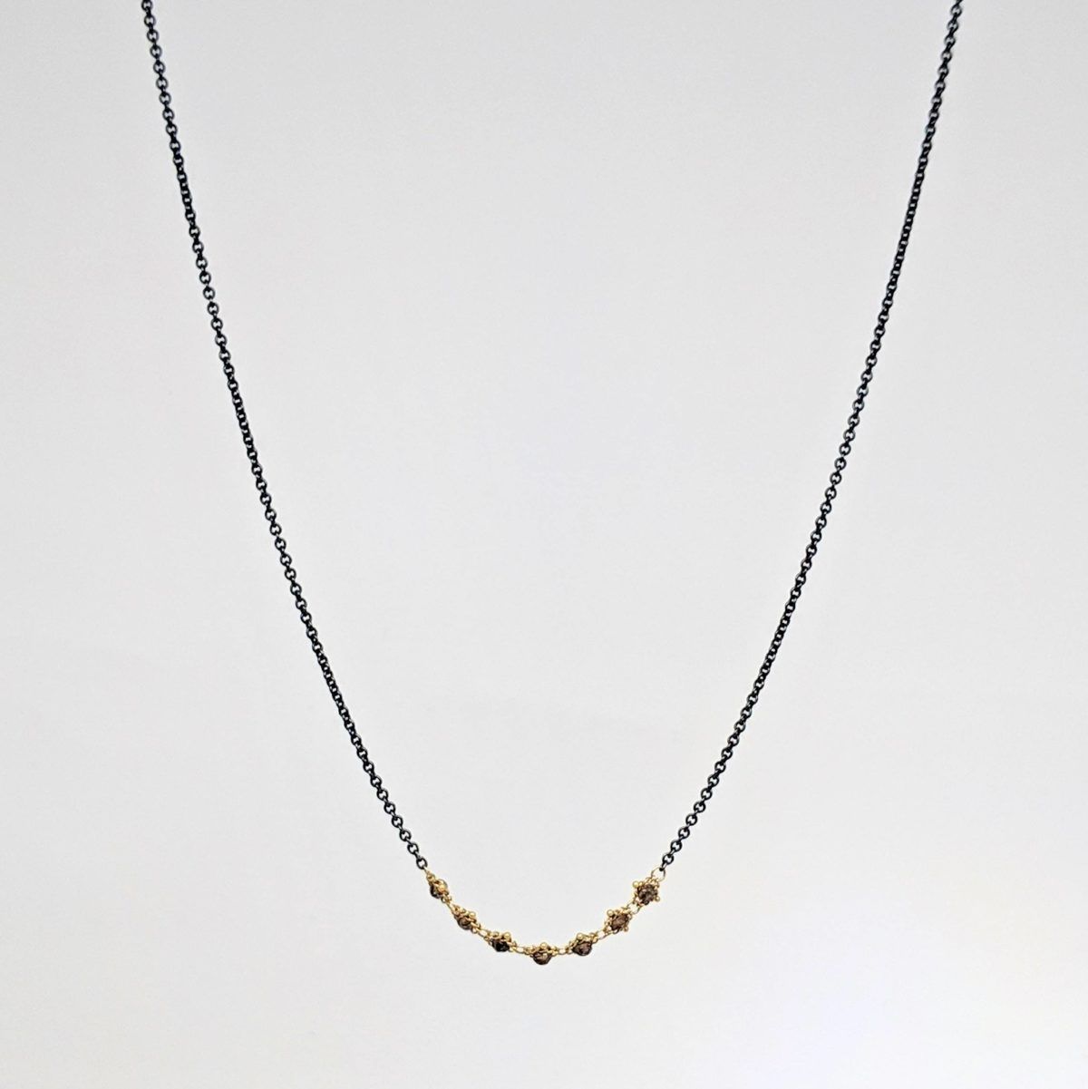 Champagne Diamond Center Textile Necklace