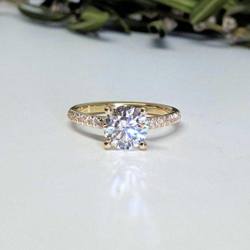 Classic Solitaire with Pave Diamond Shank