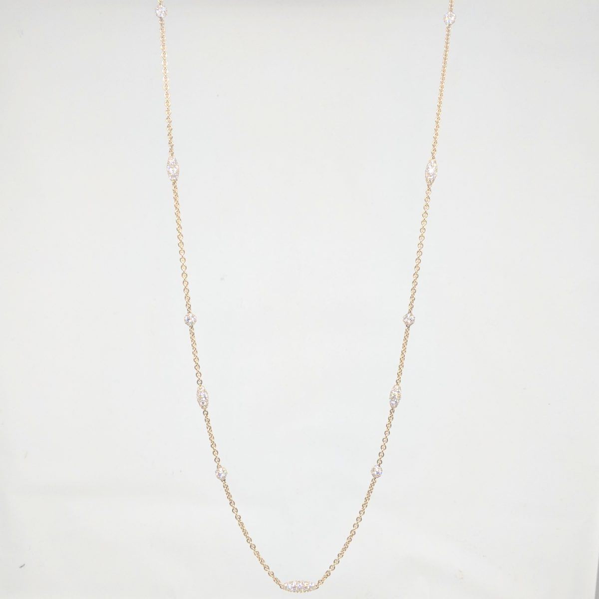Yellow Gold and Diamond Pipette Necklace, 36"