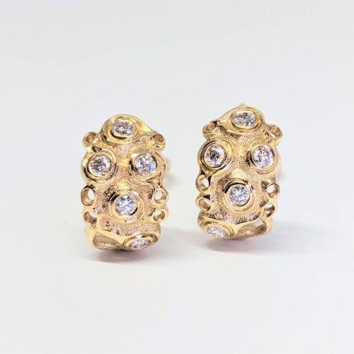 Gold Domed Diamond Earrings