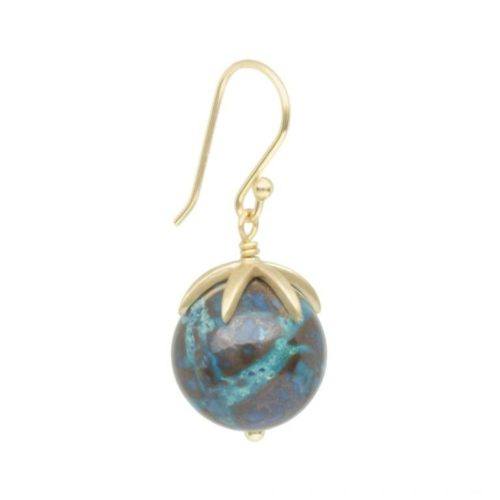 Chrysocolla Orb "Capped" Cage Earrings