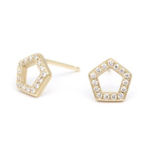 Pave Diamond Pentagon Earrings