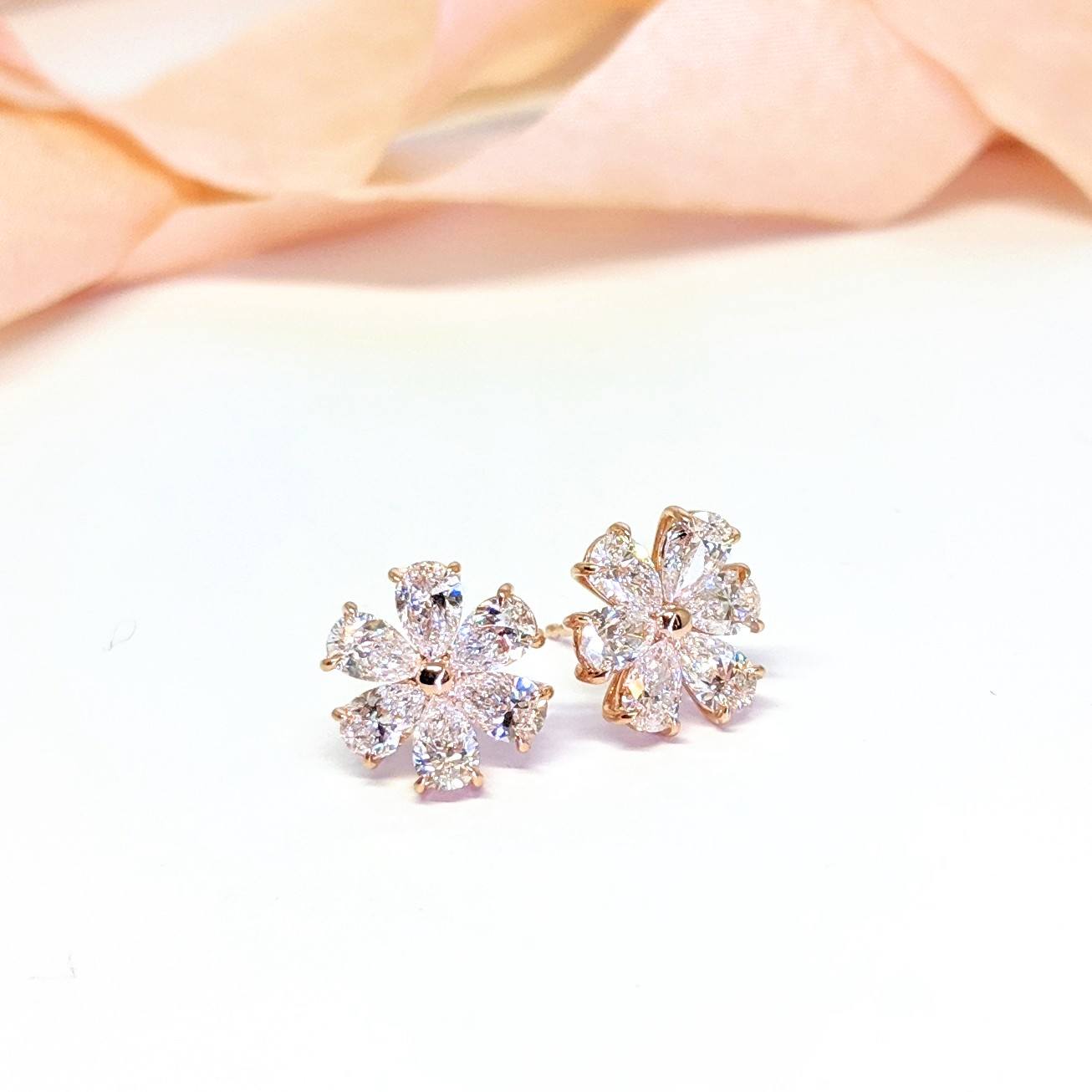 rose gold and diamond earrings