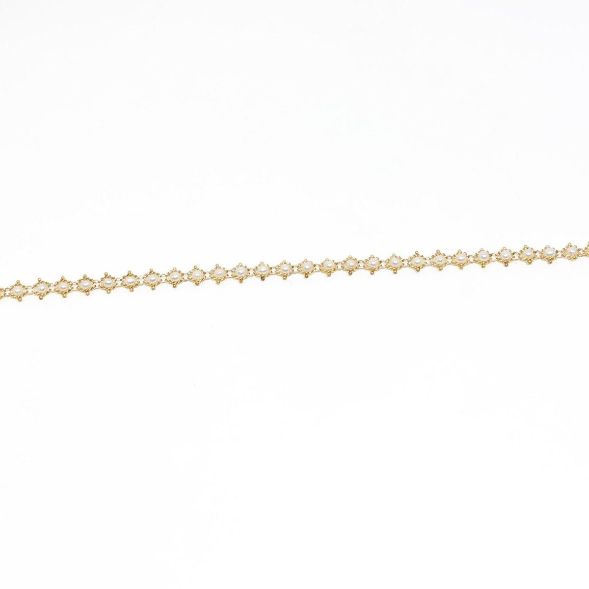 Yellow Gold and Pearl Textile Braid Bracelet