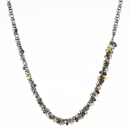 Multi-color Diamond Briolette Necklace
