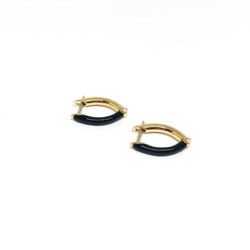 Yellow Gold and Black Enamel Hinged Earring