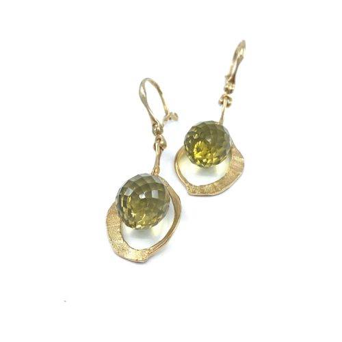 Yellow Gold and Citrine Dangle Earrings